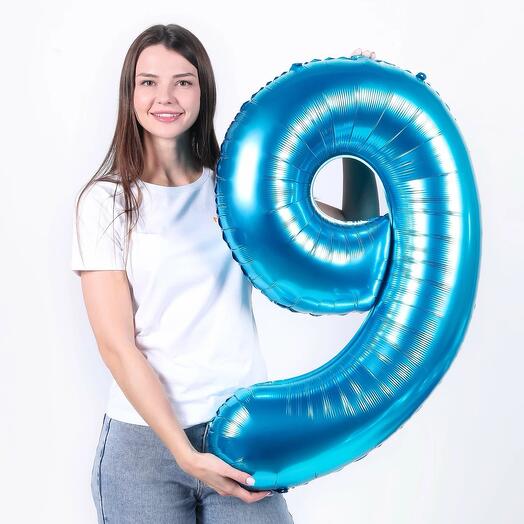 Цифра «9» голубая