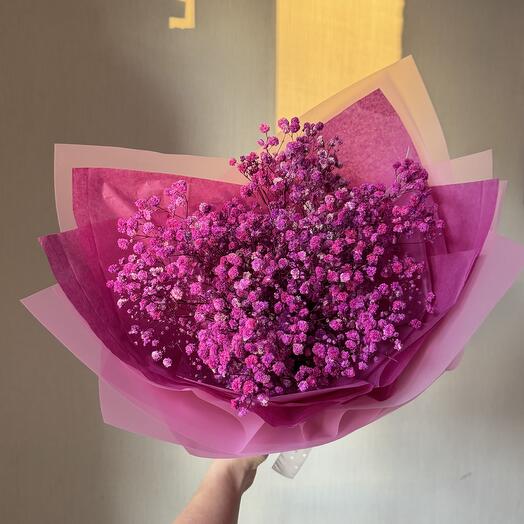 Букет из фиолетовой стабилизированной гипсофилы размер М