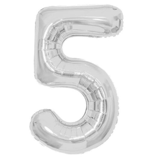 Шар фольгированный Цифра "5" серебро