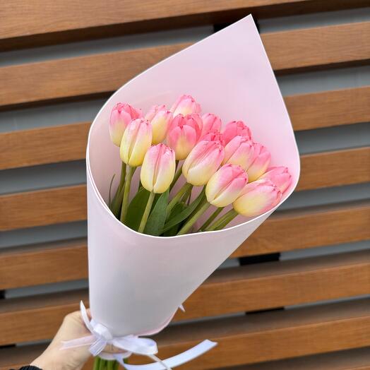 Тюльпаны розовые 11 штук