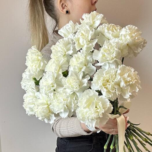 Моно букет « Dianthus» | белые , ажурные и стойкие гвоздички/диантусы | 19 веточек | интерьерный букет