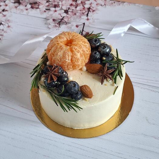 Бенто-торт XL с мандарином, голубикой и розмарином