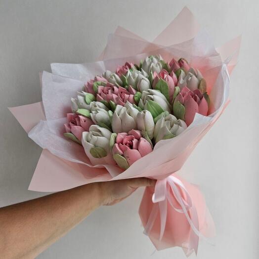 Букет с тюльпанами из зефира