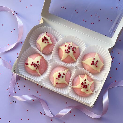 Подарочный Набор Моти 6шт малина - белый шоколад