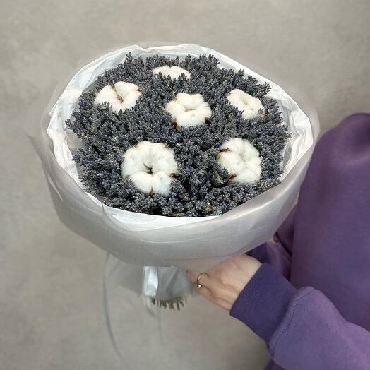 Bouquet of lavender and cotton. Lavender