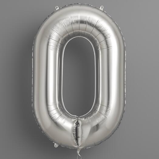 🎈 Фольгированная цифра 0 — серебро