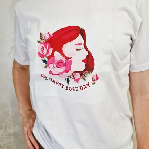 Футболка женская белая "Rose day"