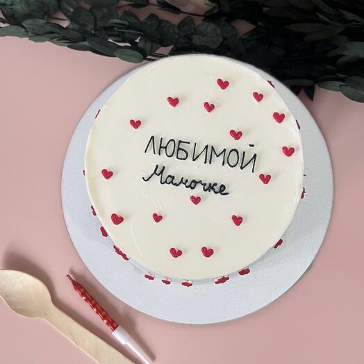 Бенто торт Любимой мамочке с сердечками вкруг / на день рождения, без повода, знак внимания, мамуле, с любовью