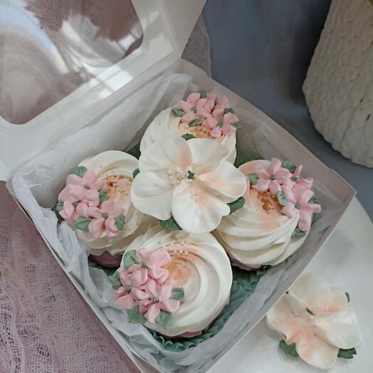 Набор зефирных завитков с цветами ручной работы