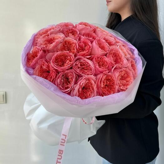 Букет "25 шт пионовидных роз Pink Expression"