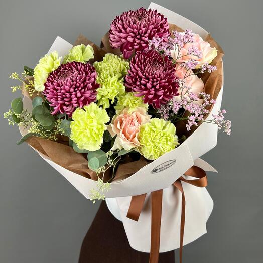 Цветы Букет Art Flowers Солнечный марсала