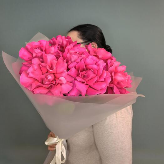 Букет 7 французских малиновых роз