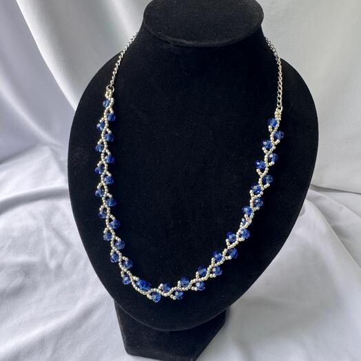 Колье "Веточки", синее