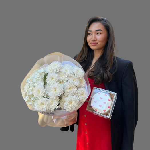 Комбо ""Сладкое признание"" (букет + торт)