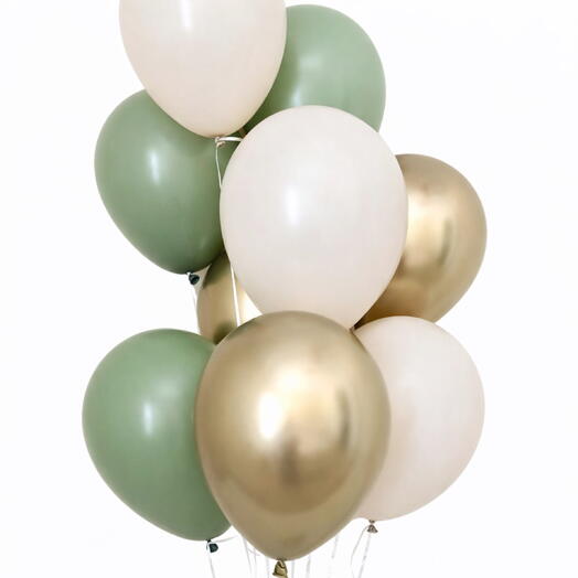 Ballon set «green, gold, white» 9 pcs