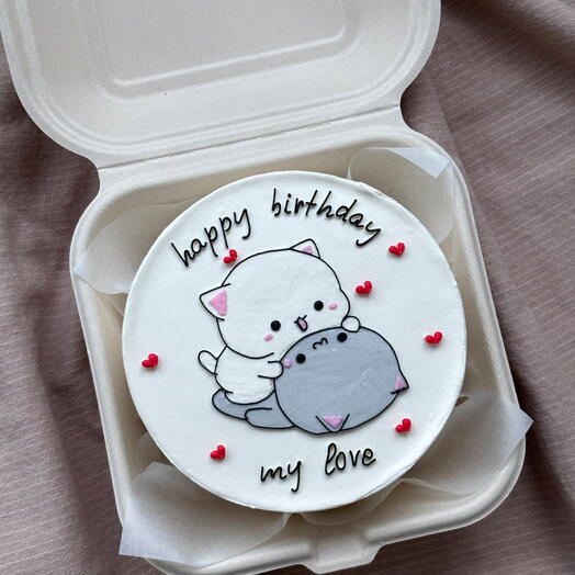 Бенто торт «Happy birthday» Котики