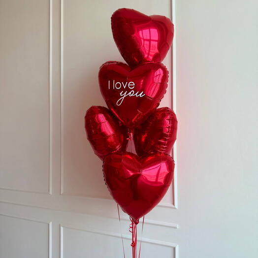 Набор Шаров сердечек I love you