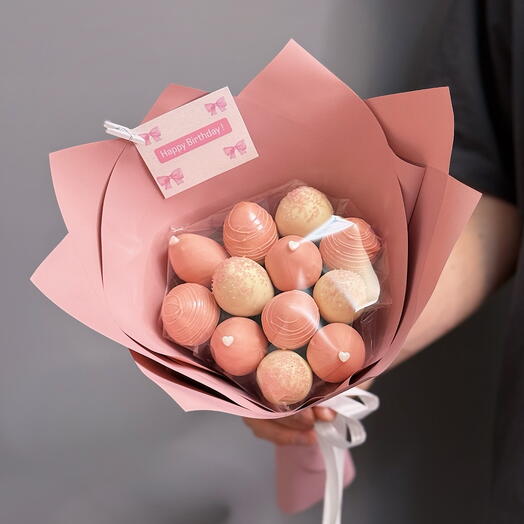 Клубника в шоколаде букет «Pink»