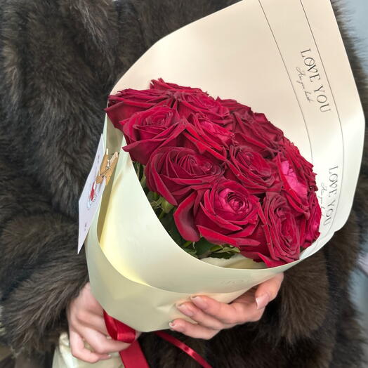 💋красные розы 15шт💋