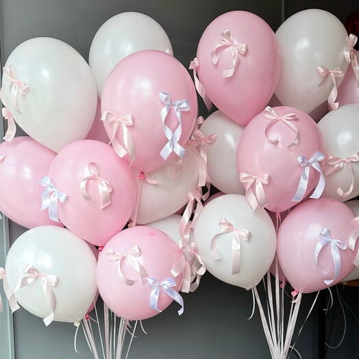 Бело-розовые Шарики с бантиками 🎀