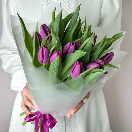 Букет Тюльпанов Фиолетовые 15 шт