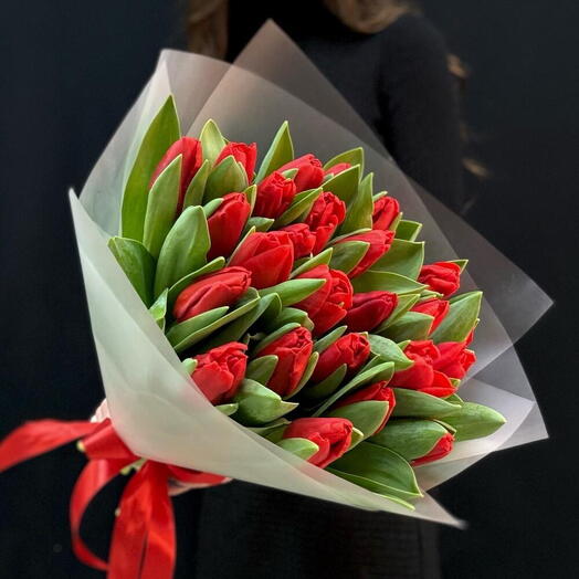 Букет красные тюльпаны 25 шт