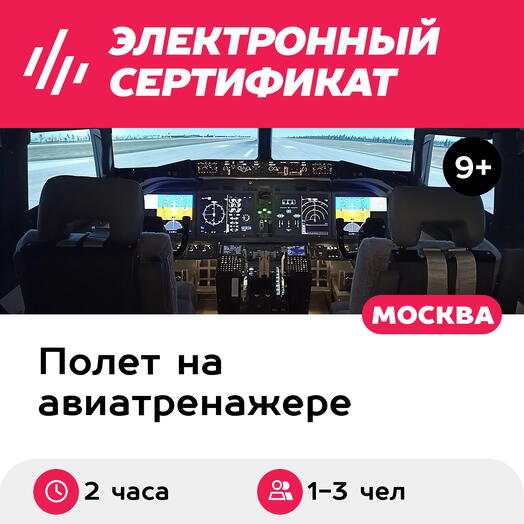 Подарочный сертификат Полет на авиатренажере самолета Boeing 737 MAX, 2 часа, 1-3 чел., выходные