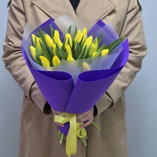 Букет жёлтых тюльпанов (25 шт.)