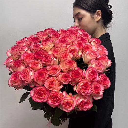 51 роза Джумилия 70 см 💖 нежный букет с розовым градиентом