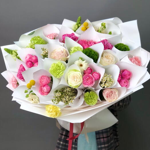 Дофаминовый букет гигант сезонный состав в трендовой упаковке🌸
