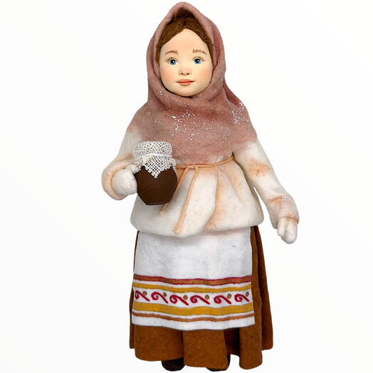 Ватная ёлочная игрушка "Девочка с крынкой" (Анна Хрипкова)