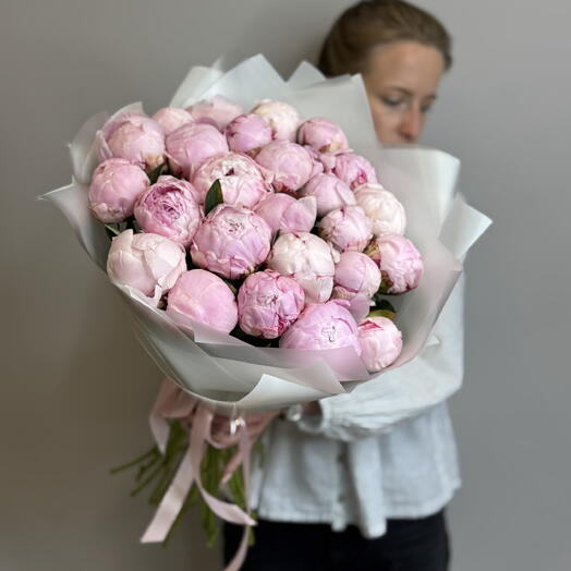 Букет из 25 розовых пионов 😍