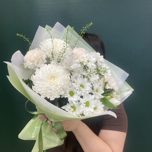 Букет хризантем с диантусами🌸