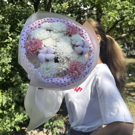 «Лето на веранде 🌸💝» букет из кустовых хризантем 🎀