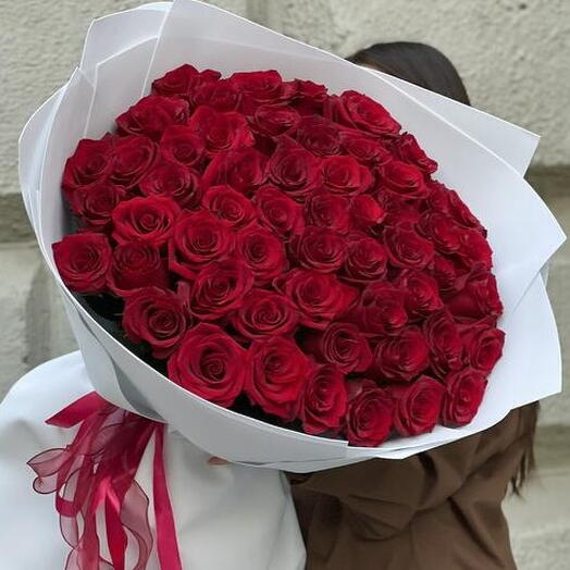 Букет из 55 высоких премиум роз - Love is ♥ ♥️