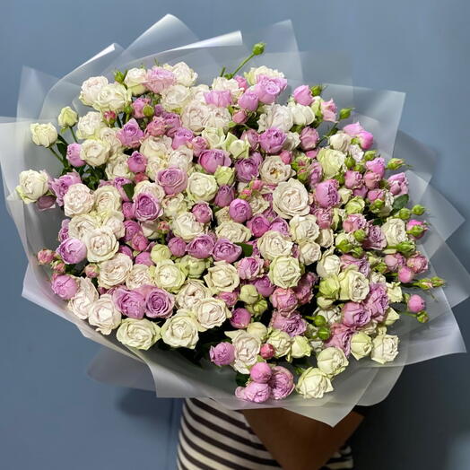 🌹БУКЕТ ИЗ 69 ШИКАРНЫХ КУСТОВЫХ РОЗ МИКС🌹