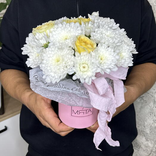Композиция в коробочке «Люблю»🌸🌿
