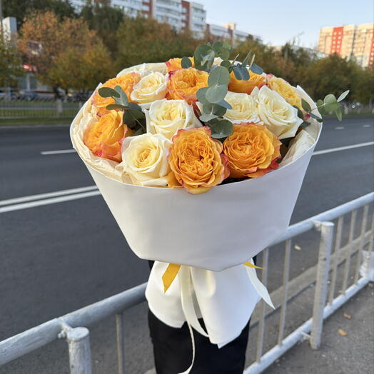 Букет из 15 пионовидных роз