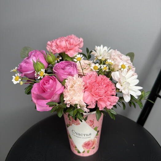 Стаканчик с кустовой розой