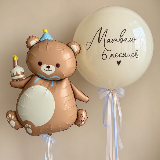 🧸 Шары «Мишка с тортиком»
