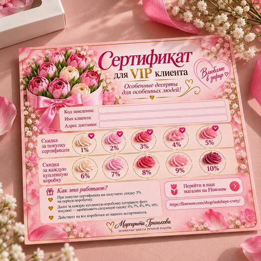 Съедобные цветы.Сертификат вип клиента