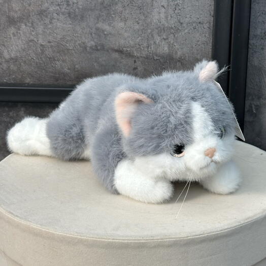 Плюшевый котенок серый