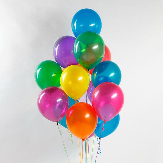 Bright fountain of helium balloons "Assorted crystals" of 15 pieces