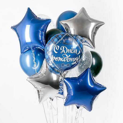 Букет шаров "С днем рождения" для мужчины