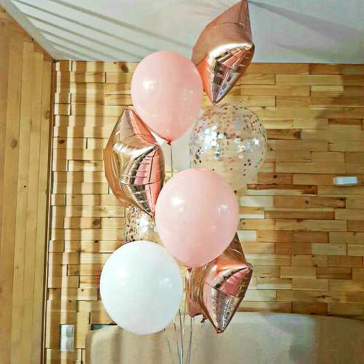 Набор шаров нежнее нежности 9 разных шариков розовое золото розовый белый