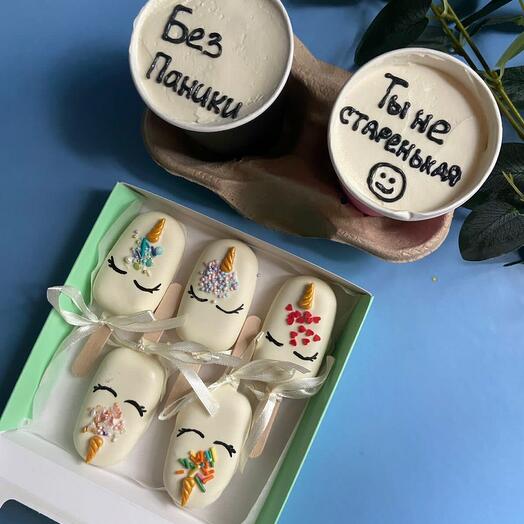 NEW! Набор сладостей: бенто-тортик в стакане и чизкейки в шоколаде ...