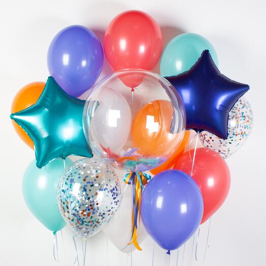 Set of balls "Carnival" with a Bubble ball with feathers 15 pcs