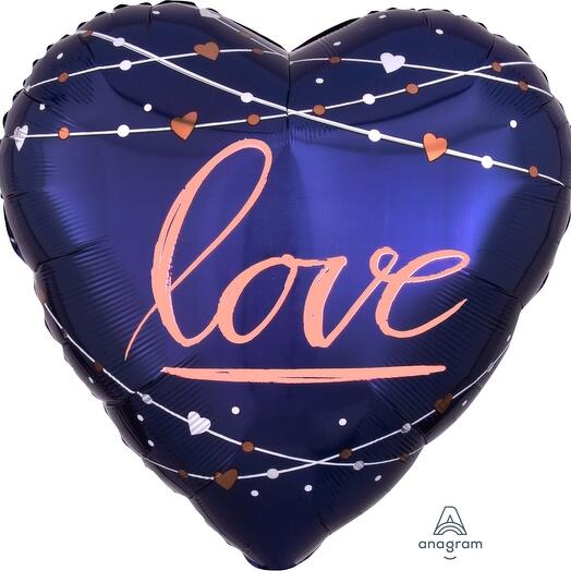 Шар Сердце Love синий с гелием