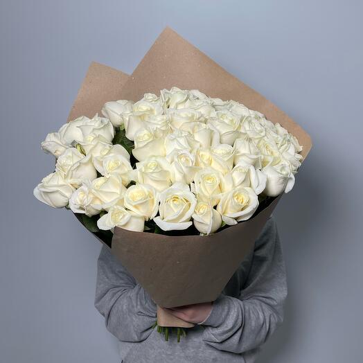51 белая роза 50 см/ Цветы/ букет от RoseMarkt