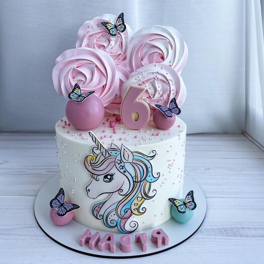 Торт 2 кг для девочки с единорогом